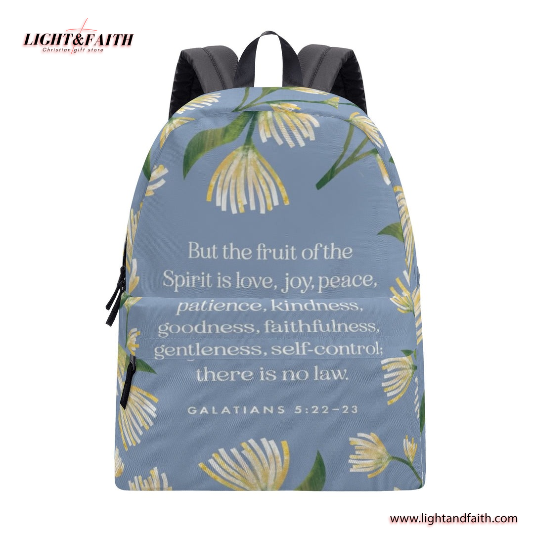 Fruit of the Spirit Backpack, Galatians 5:22-23 Bible Verse Backpack, Christian Inspirational Backpack, Faith-Based Floral School Bag, Scripture Gift Bag.PLAF36